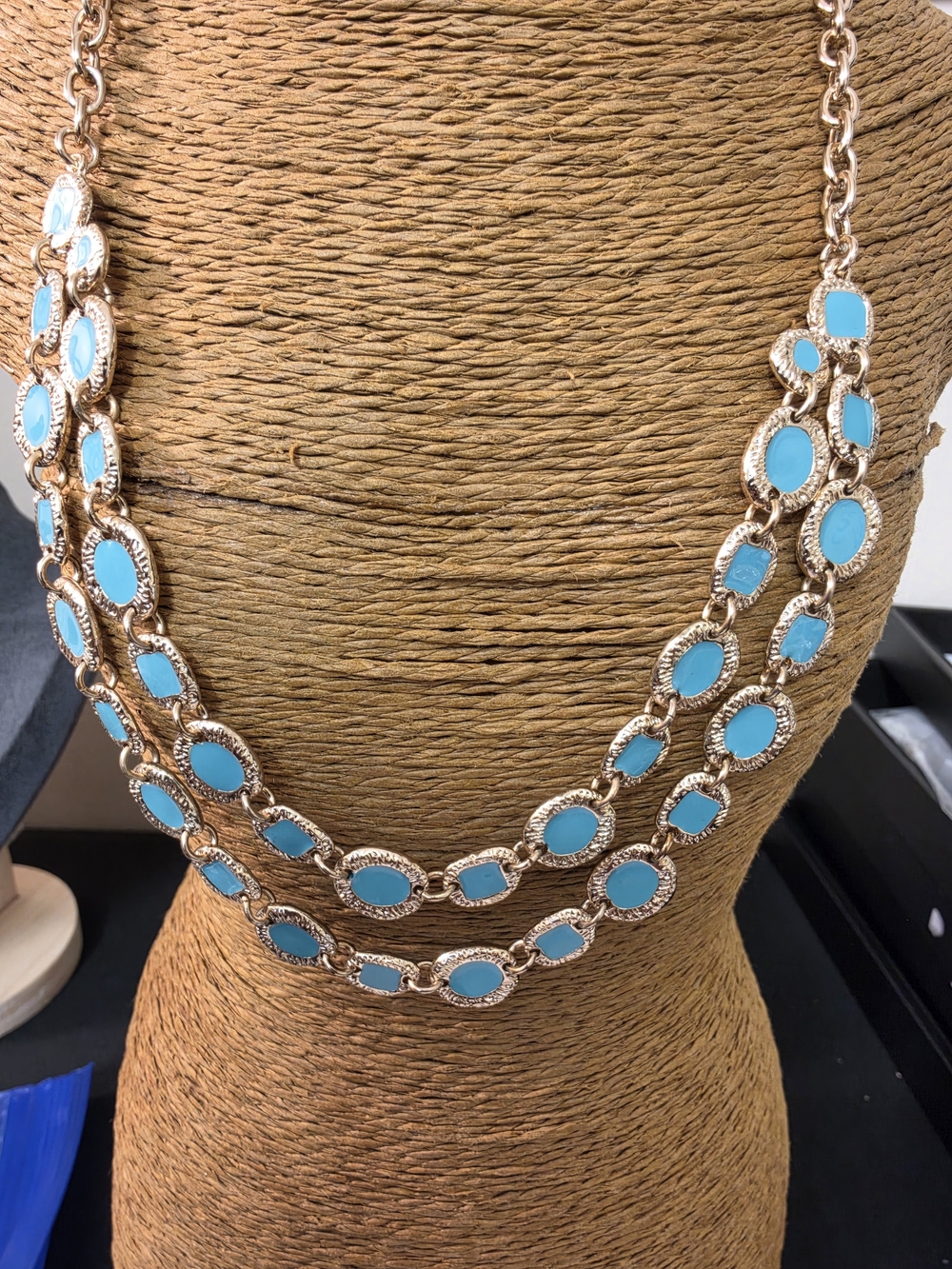Vera Bradley Turquoise Blue Triple Strand Pendant Necklace